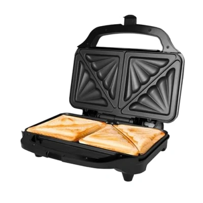 Image of Hamilton Beach 2 Slice Sandwich Toaster, Deep Fill, Makes Toasted Sandwiches, Non Stick Hot Plates, XL Cool Touch Handle, Locking Latch, Automatic Temperature Control, 900W HB1026, Black