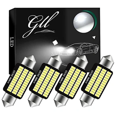 Image of Grandview 4pcs 41MM C5W Canbus White Festoon Interior LED Bulbs with 36 3014 SMD Chips 6411 6413 6418 for Car Dome Map Door Courtesy License Plate Lights