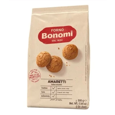Image of Forno Bonomi Amaretti Biscuits 500g Almond flavor Artisan Italian biscuit