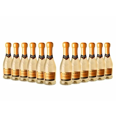 Image of Canti Prosecco D.O.C. Millesimato, Extra Dry Wine 11%, in Baby Bottles, Italian Glera Grape Variety from Veneto, Fruity and Floral Taste, 12x200 ml