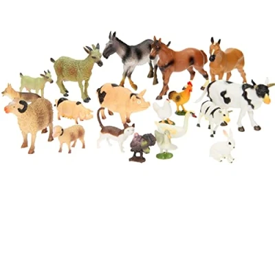 Image of UMKYTOYS Farm Animal Toys Set Of 20 Pieces Kids toddlers playset