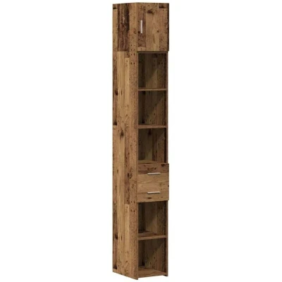 Image of vidaXL Slim Storage Cabinet Old Wood 30x42.5x225 cm Engineered