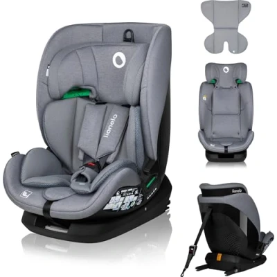 Image of LIONELO Lavender I Size Car Seat 76 150cm with ISOFIX &amp; Top Tether Installation Enhanced Safety Steel Reinforced Frame Adjustable Headrest 5 Recline Positions Ventilated Washable (Grey, Size)