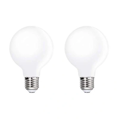 Image of LED E27 Edison Screw Globe G80 Bulb 4W, Equivalent 40W, Milky White, 3000K Warm 400 Lumen, 360 Beam Angle, Not Dimmable, Pack of 2