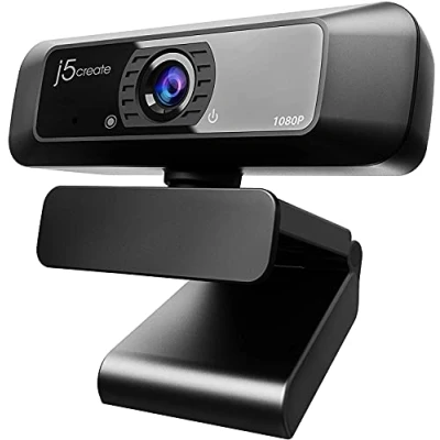 Image of j5create USB Streaming Webcam 1080P HD with 360 Rotation, High Fidelity Microphone, Plug and Play for PC, Macs, Laptops, ideal Skype, YouTube, Zoom, Facetime, Conferencing Calling (JVCU100)