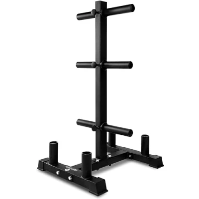 Image of SereneLife Olympic Weight Plate Rack 800 Pounds Capacity, Heavy Duty Gym Organizer, Scratch Resistant Frame, Powder Coat Finish, Easy to Assemble, Compact &amp; Space Saving, Black