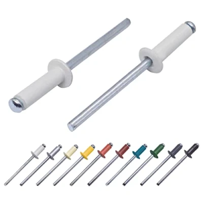 Image of (Pack of 80 pcs) Painted Blind Rivets 4.0 x 14 mm, Dome Head, DIN 7337, Aluminum Rivet and Steel Mandrel, Pop (80, Grey White RAL 9002)