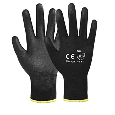 Image of A406 12 Pair Black Nitrile Coated Gloves Work Nylon Safety Garden Builders Mens Gardening (X Large)