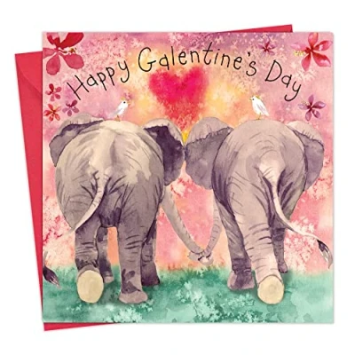Image of Twizler Galentines Day Card For Her with Elephants Friend Girlfriend Best Gift