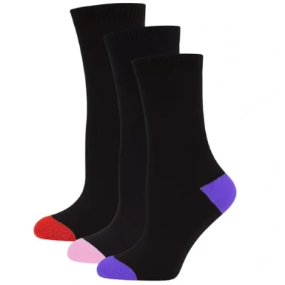 Image of A2Z Ladies Cotton Rich Plain Ankle Socks Luxurious Soft 971 3 Pack B Pink/Purple/Red