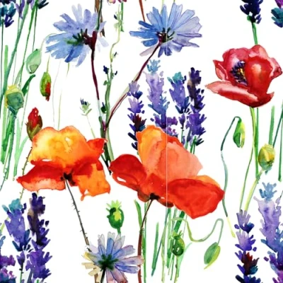Image of Anniversary House Tiflair Wild Summer Flowers Lunch Napkins 3 ply Pack of 20, Poppy 33 x cm Decoupage