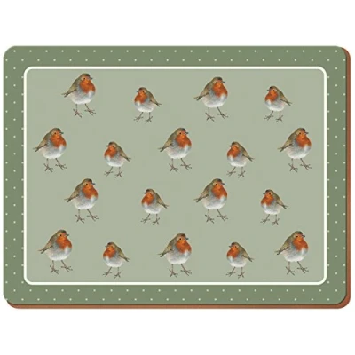 Image of Creative Tops 4 Piece Set of Into The Wild Robin Placemats, 40 x 29 cm (15¾&quot; 11½&quot;), Green
