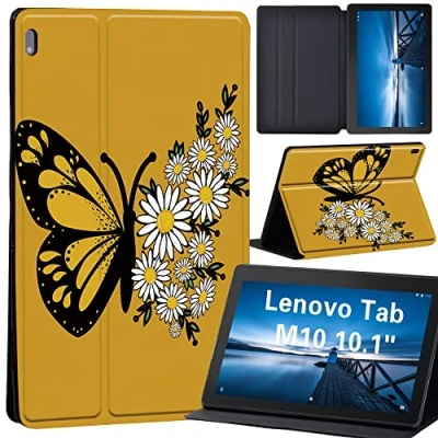 Image of Design Case for Lenovo Tab M10 TB X605F/ X605L/ X505F/ X505L Leather Tri Fold Stand Cover 10.1 Inch Tablet (daisy butterfly)