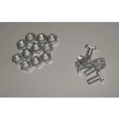 Image of 50 Cruciform Square Head Aluminium Bolts with Nuts for Greenhouses