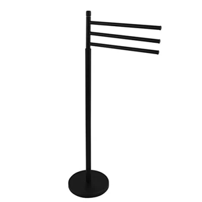 Image of MSV Ella Towel Stand with 3 Moveable Rails for Bath Towels and Other Textiles Rail in Stainless Steel Swivelling Rods Also as Small Clothes Rack, Matte Black