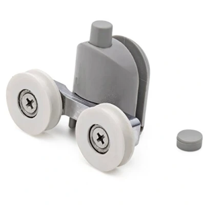 Image of ShowerPart Double Height Adjustable Top and Bottom Shower Door Rollers/Wheels/Runners L016, Wheel Diameter 22mm, Thickness 6mm, Plastic, Replacement Parts, 8X