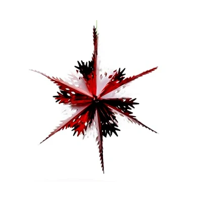 Image of Foil Garland Long Star Christmas Hanging Decoration Wall Ceiling Xmas Deco (White &amp; Red)