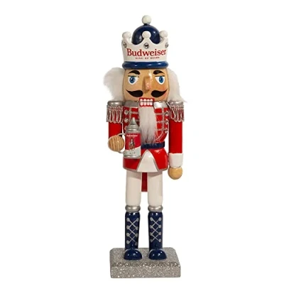 Image of Kurt S. Adler Budweiser King of Beer Wood Christmas Nutcracker 10 Inch AB6211