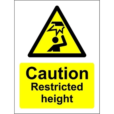 Image of Caution Restricted Height Sign Self Adhesive Vinyl 150mm x 200mm