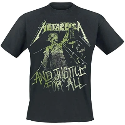 Image of Metallica Men&#039;s Justice Vintage_Men_BL_TS:2XL Regular Fit Crew Neck Short Sleeve T Shirt, Black (Black Black), XX Large (Manufacturer Size:XX Large)