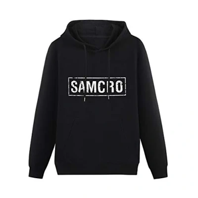 Image of Mens Samcro Distressed Hoodies Long Sleeve Pullover Loose Hoody Sweatershirt Size L Black