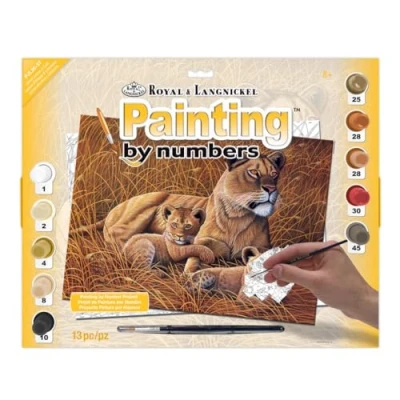 Image of Royal &amp; Langnickel PJL26 African Lioness and Cubs Painting by Numbers Kit