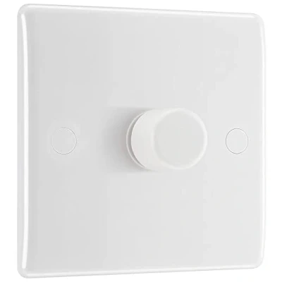 Image of BG Electrical Intelligent Single Wall Dimmer Switch, 2 Way, Round Edge, Nexus 800 Series, White Moulded, 200W, 881