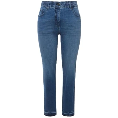 Image of Ulla Popken Women&#039;s Sammy 830533 Open Hem Jeans, Blue, 36W x 32L