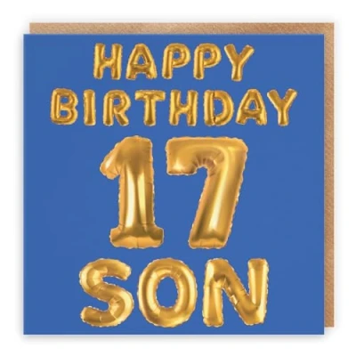 Image of Hunts England Son 17th Birthday Card Happy 17 Balloon Collection