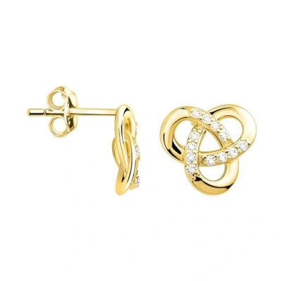Image of SOFIA MILANI Women&#039;s Earrings 925 Silver Gold Plated &amp; with Zirconia Stones Knot Stud Earring E2580