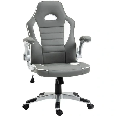 Image of Vinsetto Racing Gaming Chair Height Adjustable Swivel with Flip Up Armrests, Grey