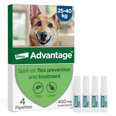 Image of Advantage Spot On Flea Treatment 400 Extra Large Dogs 25 40kg, 4 pipettes