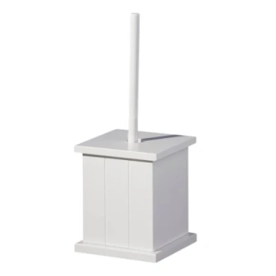 Image of Premier Housewares 1600958 Wooden Toilet Brush Holder White, H34 x W15 D15cm