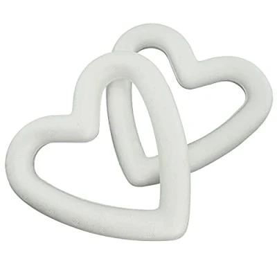 Image of MCE Commerce Styrofoam Heart Open 15 cm, 2 Pieces for Crafting and Decorating, Polystyrene, White