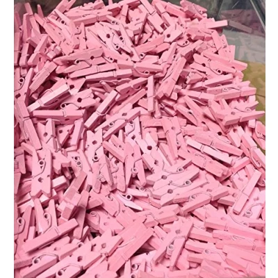 Image of celloexpress Pack of 50 25mm Mini Wooden Craft Pegs Baby Pink