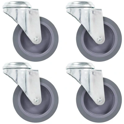Image of vidaXL 24 x Fixed Double Brake Bolt Hole Swivel Castors Wheels for Workbench Furniture Trolley Bookshelf 45kg Capacity 75mm