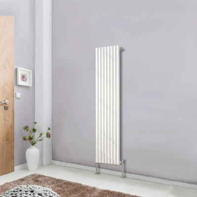 Image of NRG White Oval Radiator Vertical 1600x472mm Single Panel Central Heating Radiators Perfect for Bathrooms Kitchen Living Room