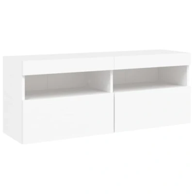 Image of vidaXL TV Wall Cabinet with LED Lights White 100x30x40 cm