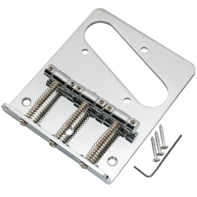 Image of Musiclily 54mm Telecaster Bridge with Compensated Vintage 3 Saddle for Tele Style Electric Guitar, Chrome