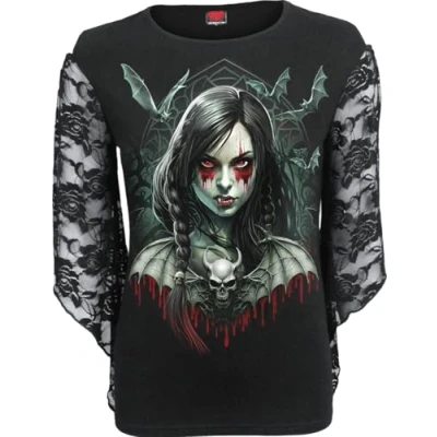 Image of Spiral Hallow&#039;S Eve Rose Lace Sleeve Top XXL