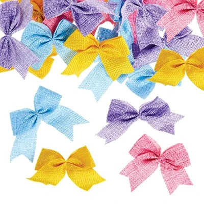Image of Baker Ross FX493 Pastel Burlap Bows Pack of 24, Craft for Arts and Crafts