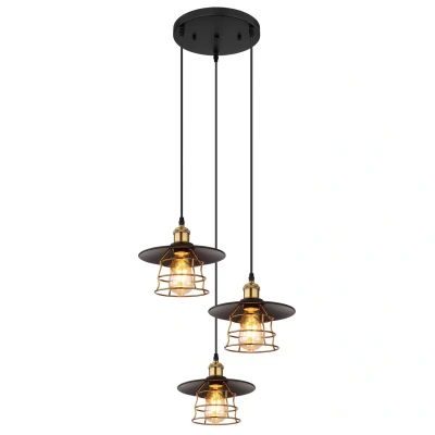 Image of Viejo Cluster Pendant Ceiling Light Matt Black 3x E27