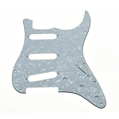 Image of KAISH 11 Hole ST/Strat Style Guitar Pickguard Bridge Reversed ST Pick Guard for Jimi Hendrix Stratocaster/Strat White Pearl