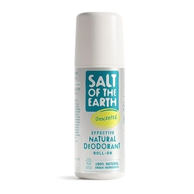 Image of Salt of the Earth Natural Deodorant Roll On Effective Protection, 100% Origin Ingredients, Vegan, Fragrance Free, Suitable for Women, Men &amp; Kids Unscented 75ml