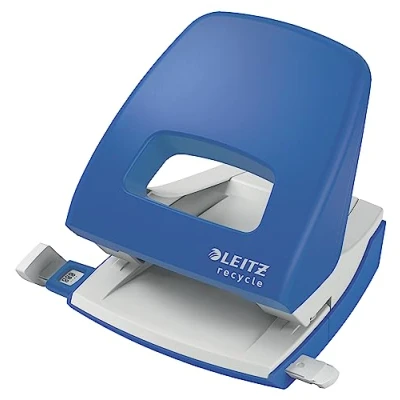 Image of Leitz Hole Punch, 30 Sheets, Guide Bar with Format Markings, 100% Recyclable, Eco Friendly, NeXXt Recycle Range, Blue, 50030035
