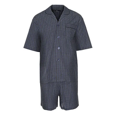 Image of Champion Mens Polycotton Short Pyjama Lounge Wear Set Navy M