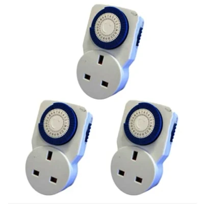 Image of Marco Paul Timer Switch Pack of 3 x 24hr Segment Mains Plug in Home Energy Saving Programmable Security 15 Minute Intervals