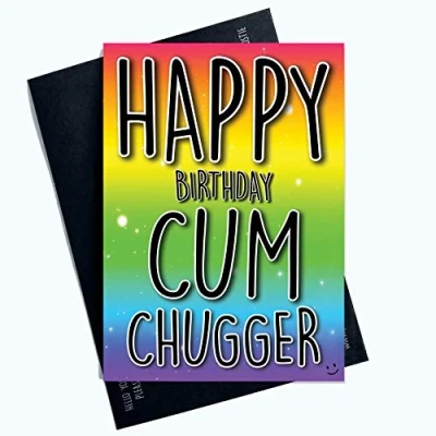 Image of Funny Cards Happy Birthday Cum Chugger Gay Friend Joke Card Rude Adult Fun PC950