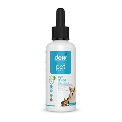 Image of Dew Pet Eye Drops 65ml, Natural Antibacterial Dog Drops, Allergy Friendly for Dogs &amp; Cats,Moisturises Gunky, Dry, Swollen Eyes, Hypoallergenic, Antifungal, No Rinse Hygienic Wash