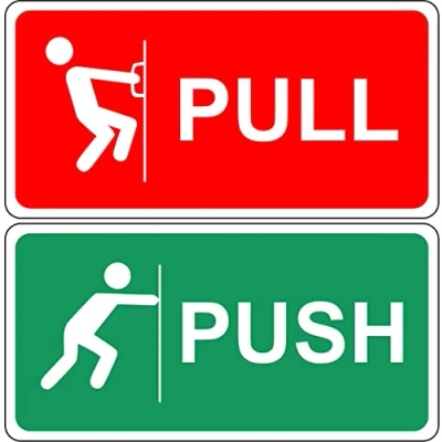 Image of Push &amp; Pull door entry signs Self adhesive stickers (200mm x 100mm)